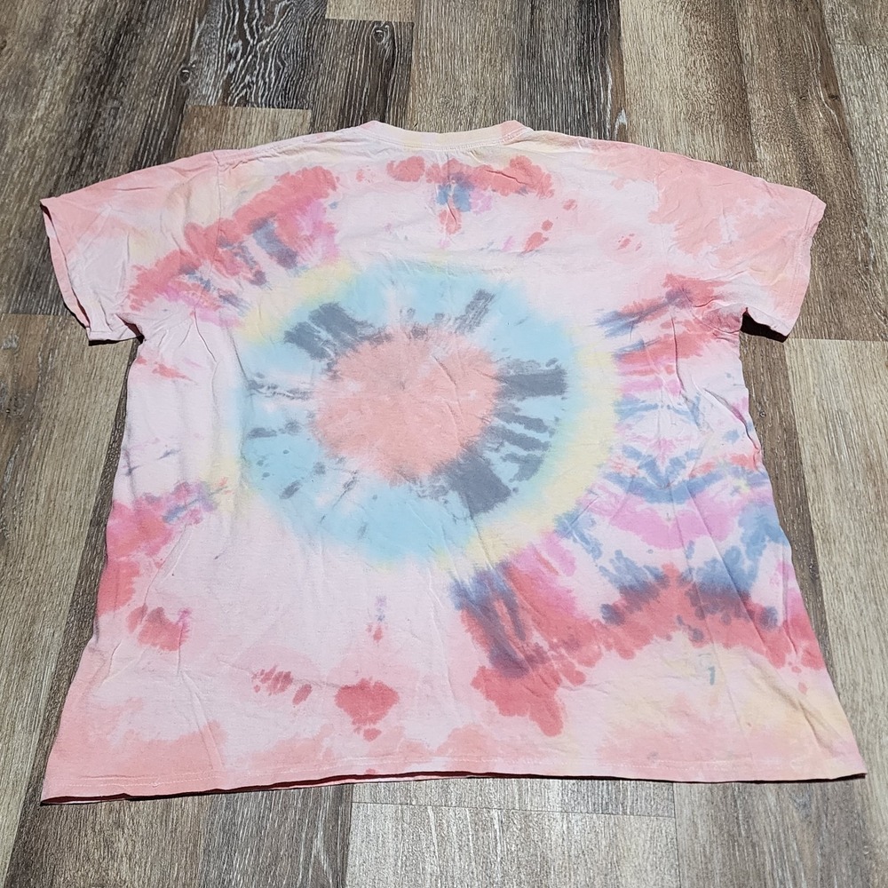 Spiral Tie-Dye Shirt Mens XL Pastel Pink & Blue Short Sleeve All Cotton Y2K - Picture 3 of 5